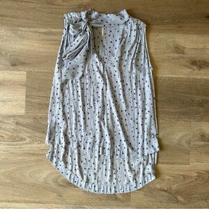 Free People Tie Neck Floral Sleeveless Blouse